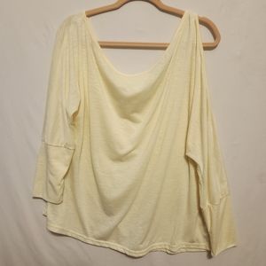 Heathered Yellow Asymmetrical Cold-Shoulder Top
